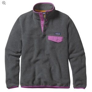 Patagonia Synchilla Gray Purple Pullover Sweater Large